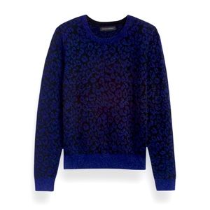 Banana Republic | NWOT Black & Blue Metallic Leopard Print Crew Neck Sweater